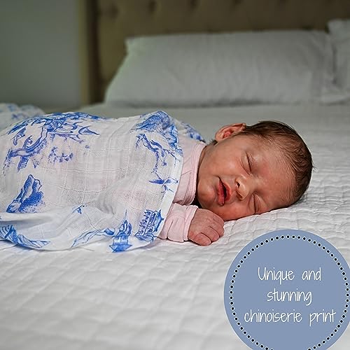 Image of LollyBanks Swaddle Blanket for Girls, 100% Cotton Muslin Swaddle Blankets for Newborns, 47 x 47 Inches Soft and Breathable Baby Blanket, Baby Essentials, Registry (Floral and Painting 2 Pack)