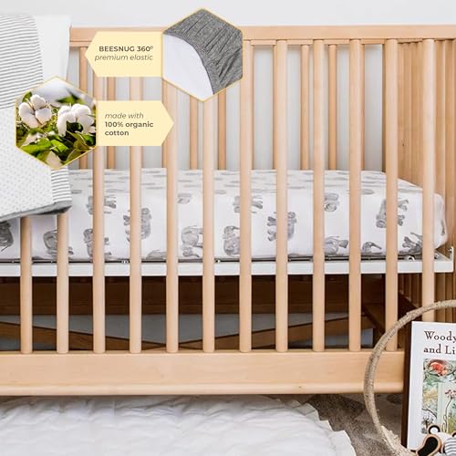 Image of Burt's Bees Baby Essential Organic Cotton Fitted Crib Sheet, Breathable for Boy Girl Standard Crib & Toddler Mattresses