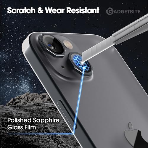 Image of GadgetBite Snaptra Octagon Lens Protector Compatible With iPhone 15 & iPhone 15 Plus - 9H Tempered Glass Camera Cover with Metal Ring, Scratch-Resistant,Camera Lens Protection - Black