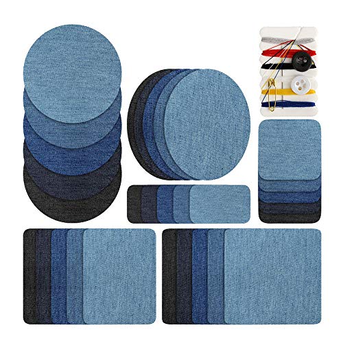DXIA 30 Pcs Parches Termoadhesivos Jeans  Denim Ferro on Turno Cloth Patch  5 Colores