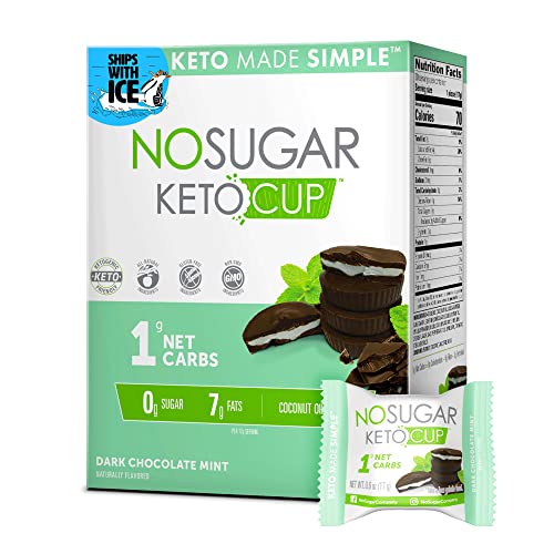 No Sugar Keto Cups, Dark Chocolate Mint, 30 Cups, Diabetic safe treat, Low Net Carb (1g), Sugar Free (0g) Keto Fat Bomb Snacks with 7g Healthy Fat - Gluten Free, All Natural, Non-GMO