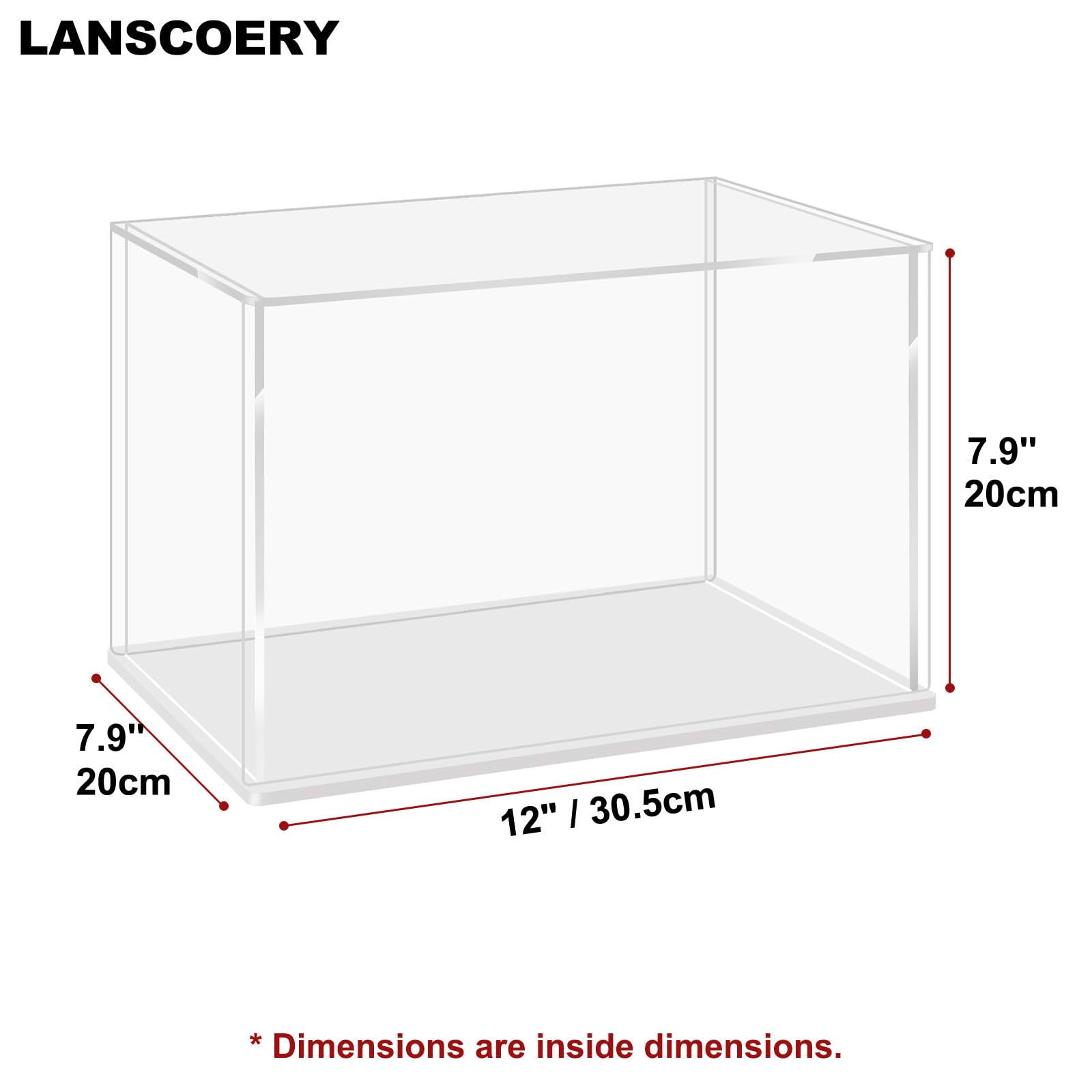 LANSCOERY Vitrine en acrylique pour dioramas, 30,5 x 20,1 x 20,1 cm