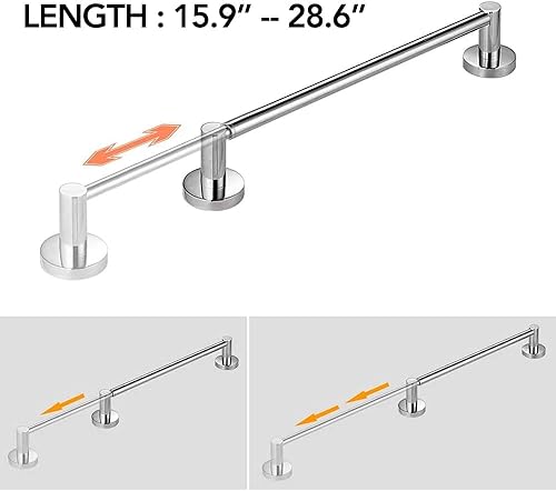 Miniatura 2 de BESy Toallero de baño individual ajustable de 15.9 a 28.6 pulgadas para accesorios de baño y toalleros con estante, estante de baño ajustable de 15