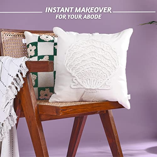Folkulture Throw Pillow Covers For Couch, 18X18 Decorative Couch Pillows For Living Room, 100% Cotton Boho Pillow Case Or Cute Outdoor Pillows, Preppy Pillow Covers Or Aesthetic Throws (Sea Shells) #TOP3