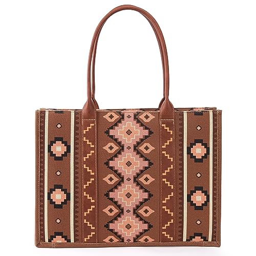 Image of Wrangler Purse Western Aztec Tote Bag Women Top Handle Handbags with Detachable Strap | Western