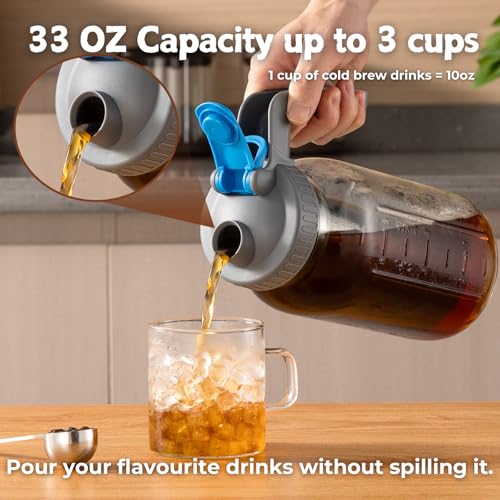 COPOTEA Cafeteira Cold Brew, jarra resistente de 935 g com infusor e escova de aço inoxidável para c