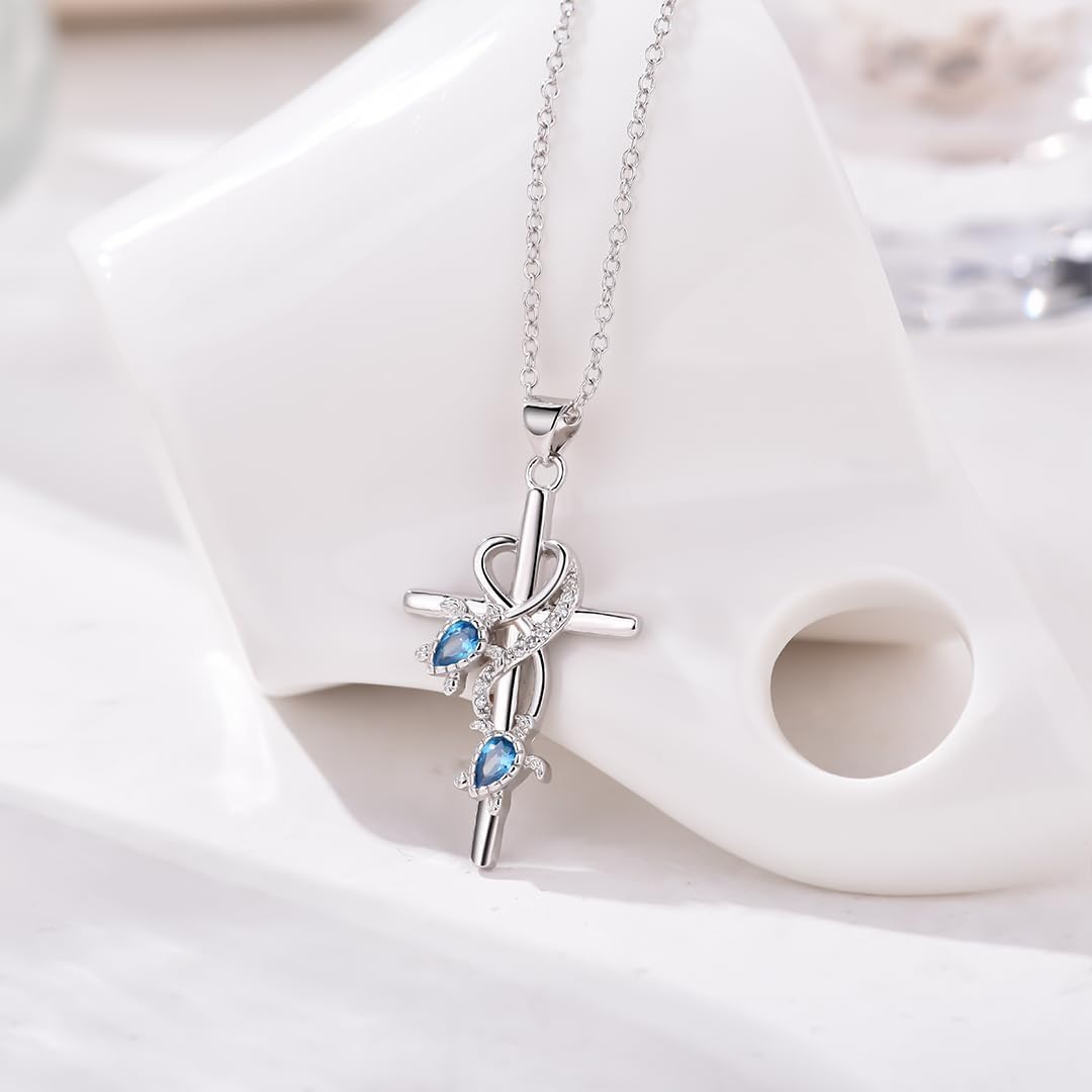 Turtle/Hummingbird/Butterfly/Ladybug Cross Necklace for Women Daughter Mom - Image 3
