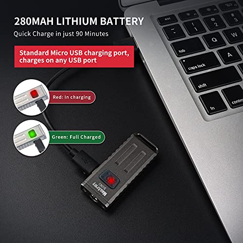 Mecarmy Sgn3 Mini Portable Usb Rechargeable Multifunctional Keychain Flashlight|Uv+Red+White Lights For Selectable|Cree Led With 160 Lumens|Micro Usb Recharge Designed For Everyday Carry (Stonewashed) #TOP5