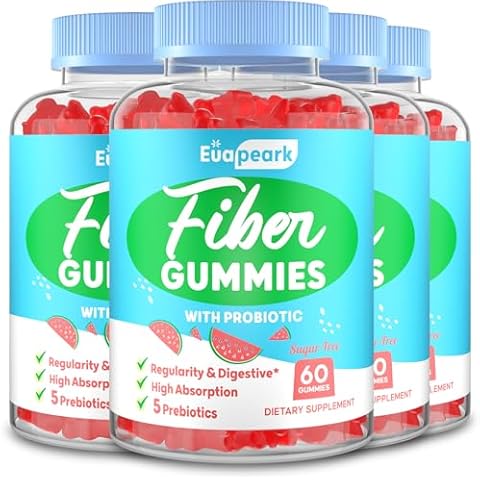 Fiber Gummies for Adults, Fiber Supplement for Women & Men, Fiber Gummies for Regularity, Digestion & Gut Health, 5 Prebiotics Complex, Inulin, Fos, Chicory Root - Fiber 5g, Sugar Free, 4 Packs Cover