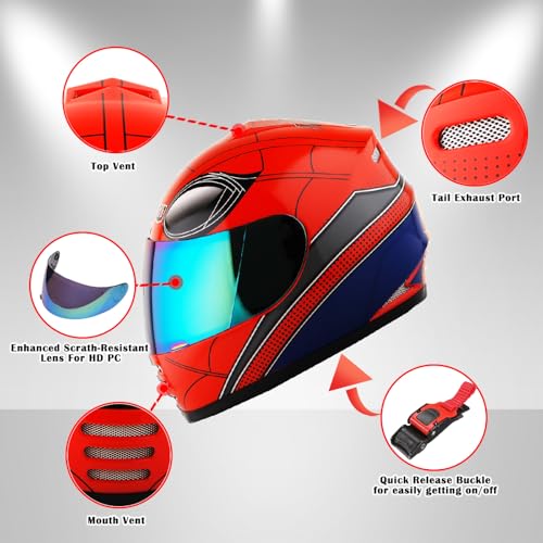 WOW Motorcycle Full Face Helmet Street Bike BMX MX Youth Kids: HKYB15 - Image 5