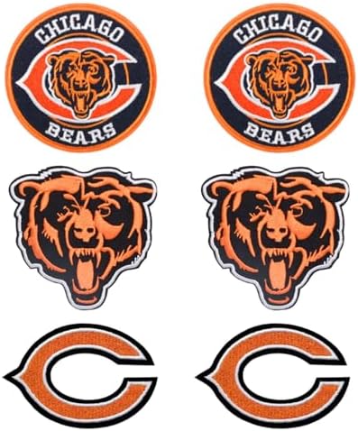 6 Pcs Cool Rugby Sports Embroidery Patches Football Fans Embroidered Badges Team Logo Patch for Sew On/Iron On Fabric Stickers Applique for Clothes, Backpacks,Hat,Jeans,Sportswear,Orange Bear image 3
