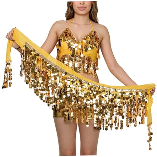 Costume de danseuse du ventre bleu à paillettes et pompons sonores pour scène