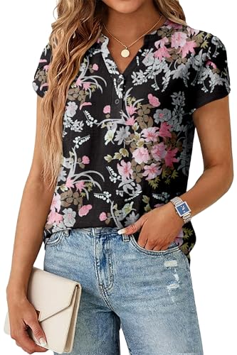 Lepunuo Boho Tops for Women Summer Trendy Dressy Casual Blouses for Women 2026 V Neck Cap Sleeve Linen Shirts