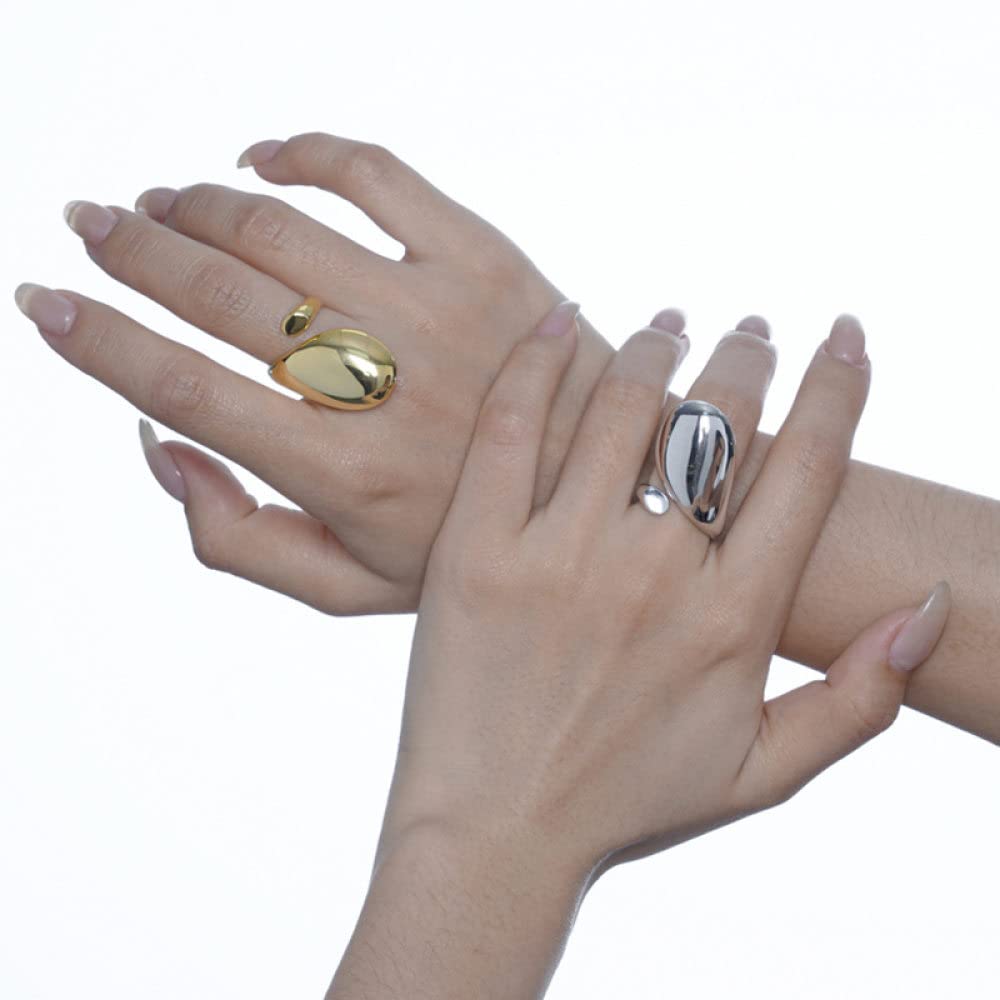 HGJH Anello in Argento 925 da Donna,Anelli Regolabili per Donna Argento Sterling 925 Lucido Esagerazione Anelli Eternity Geometrici FEDI Nuziali Placcate Oro Anelli Promessi per Ragazze Signore