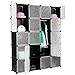 ZCY Armadio Guardaroba Portatile in plastica ad Incastro, per Vestiti, Motivi Decorativi traslucidi, Elegante Bianco e Nero (20 cubi)
