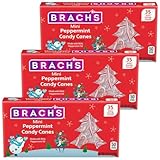 Brachs Mini Peppermint Candy Canes - Individually Wrapped Naturally Flavored Holiday Classic Bulk Christmas Candy (3 Count)