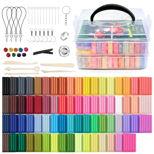 Kit de Pâte Polymère, 70 Couleurs Kit d'argile Polymère, avec Outils de Sculpture et Accessoires, pour le Bricolage, Projets DIY, Modelage Sculptural
