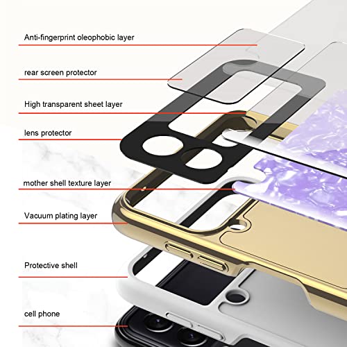SHIEID Capa para Samsung Z Flip 4 com anel, revestimento de pérola galvanizado com anel Galaxy Z Fli