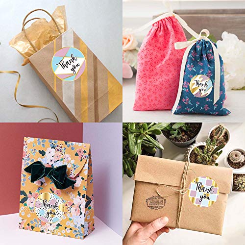 El Nido 600Pcs 1.5" Thank You Stickers / 8 Different Designs With Gold Foil / 600 Thank You Stickers Per Roll / Roll Sticker Supplies For Business Packaging (8 Design Roll Stickers, 600Pcs) #TOP5