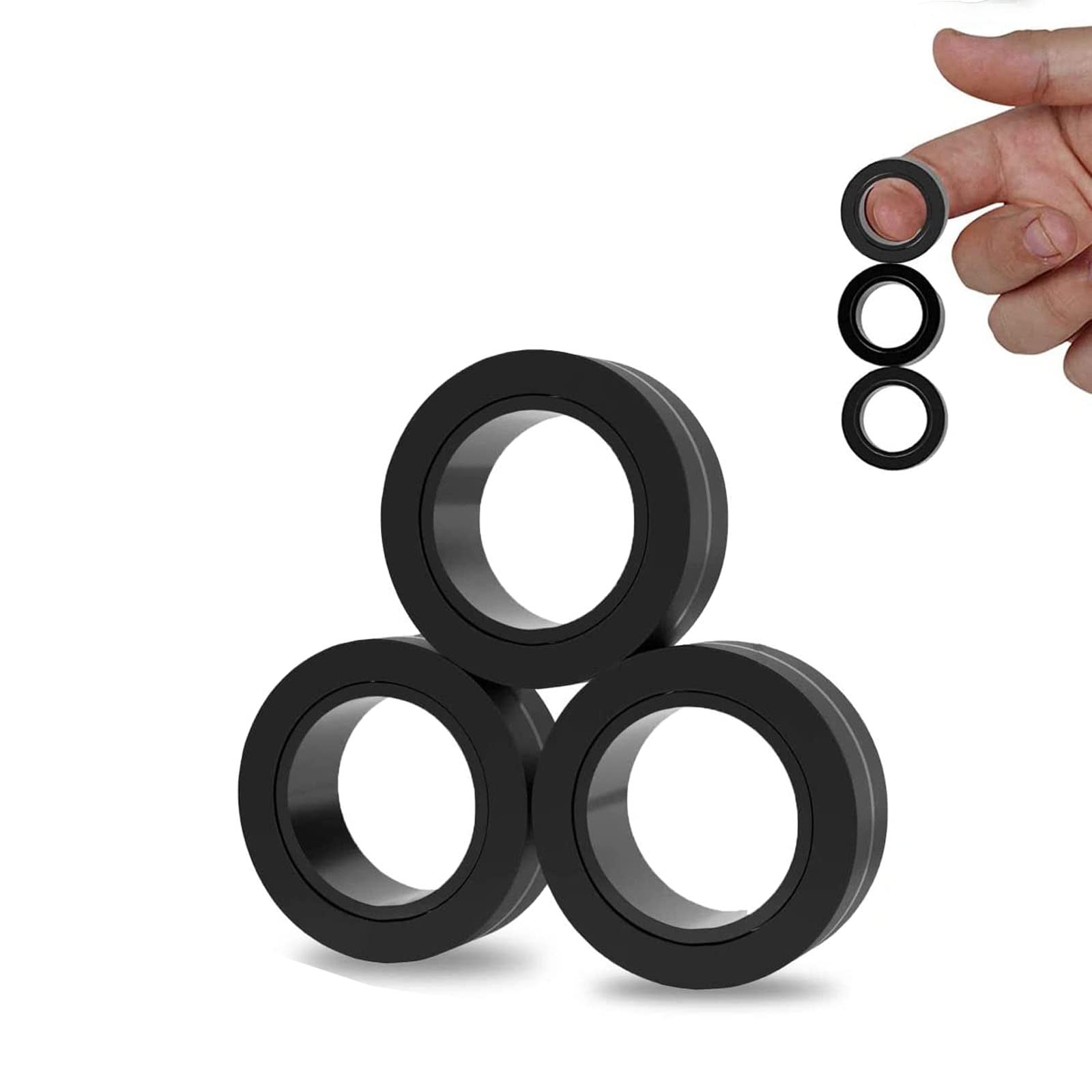 Aionly Stress Relief Magnetic Rings,Finger Spinner Fidget Toys, Decompression Relief Fidget Toys for Anxiety,Magnetic Fidget Rings Stress Toys Funny Novelty Gifts, Black
