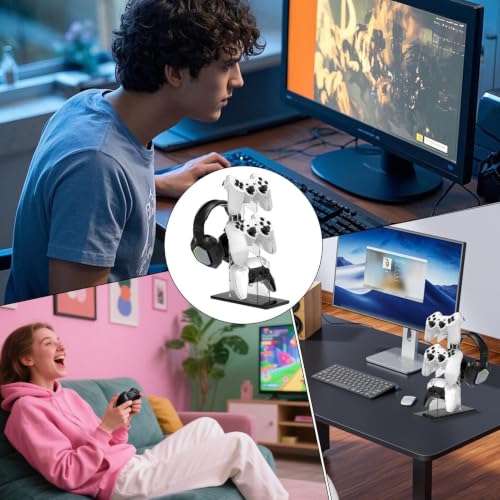 Soporte para auriculares de escritorio con 3 niveles de almacenamiento vertical 4