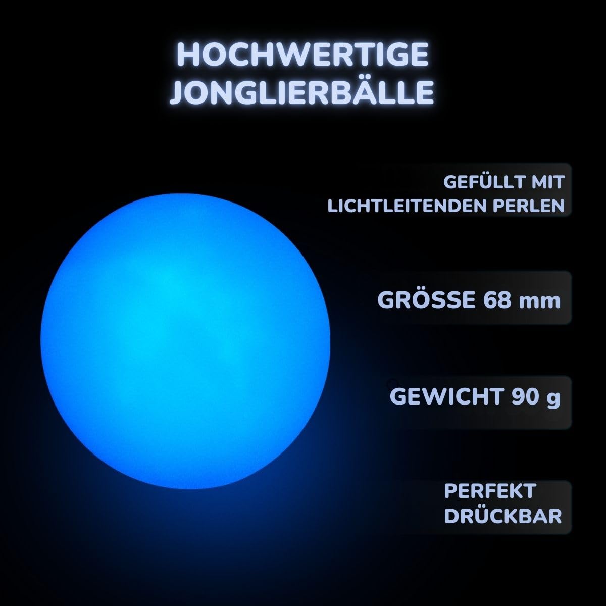 LED Jonglierbälle 3er Set - Wiederaufladbare Juggling Balls für Anfänger & Profis