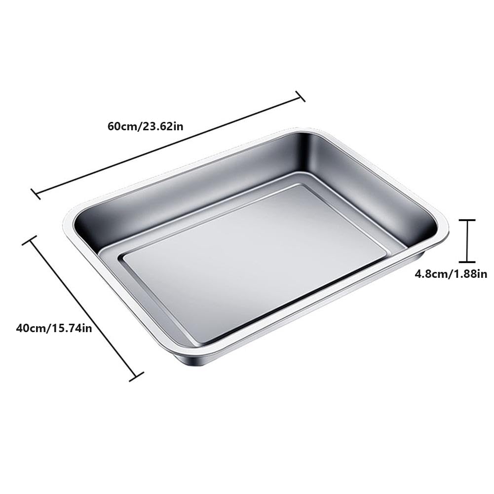 Bandeja de horno de acero inoxidable de 60 x 40 x 4,8 cm, antiadherente, fácil de limpiar, duradera, para hornear galletas, asar y cocinar, perfecta para chefs caseros.