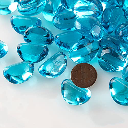 MUYYIKA アクアリウム 水槽 金魚鉢用 飾り石 彩り石 DIY・工具用品 観賞 魚 クリスタル ガラス石 水族用品 底砂・砂利 庭・ガーデン飾り石 (シーブルー 900g)