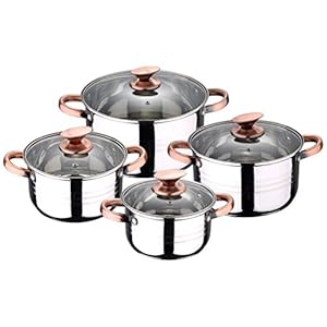 San Ignacio Kookpannenset, 8-delig, roestvrij staal, met glazen deksels, geschikt voor inductie, collectie Altea…