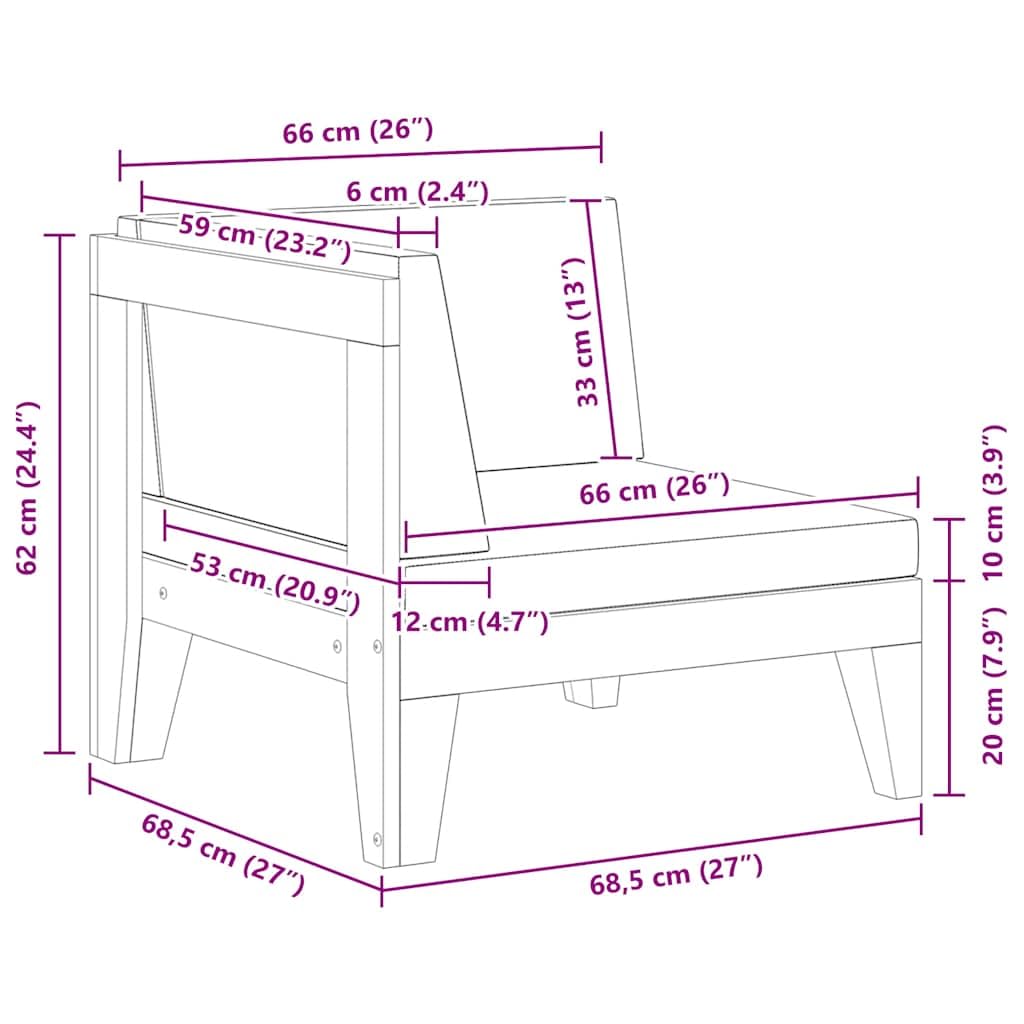 vidaXL Akazienholz Massiv Modular Ecksofa mit Dunkelgrauen Kissen Gartensofa Sofa Lounge Gartenmöbel Einzelsofa Holzsofa Sessel Outdoor Terrasse