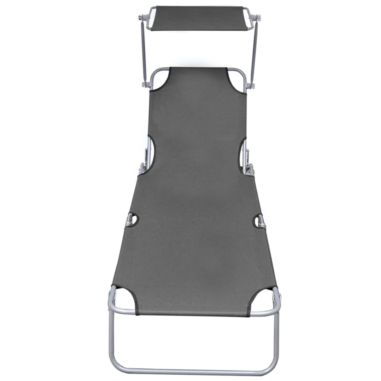 Rantry Casa Lettino Prendisole Pieghevole con Baldacchino Alluminio Grigio, Lettini Prendisole, Divano Letto Mobili, Lettini da Giardino, Lettino da Piscina da Giardino per Esterno Piscina Casa Mobili