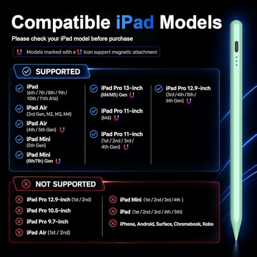 Image of HATOKU Stylus Pen for Apple iPad 2018-2026 for Note-Taking Drawing Green