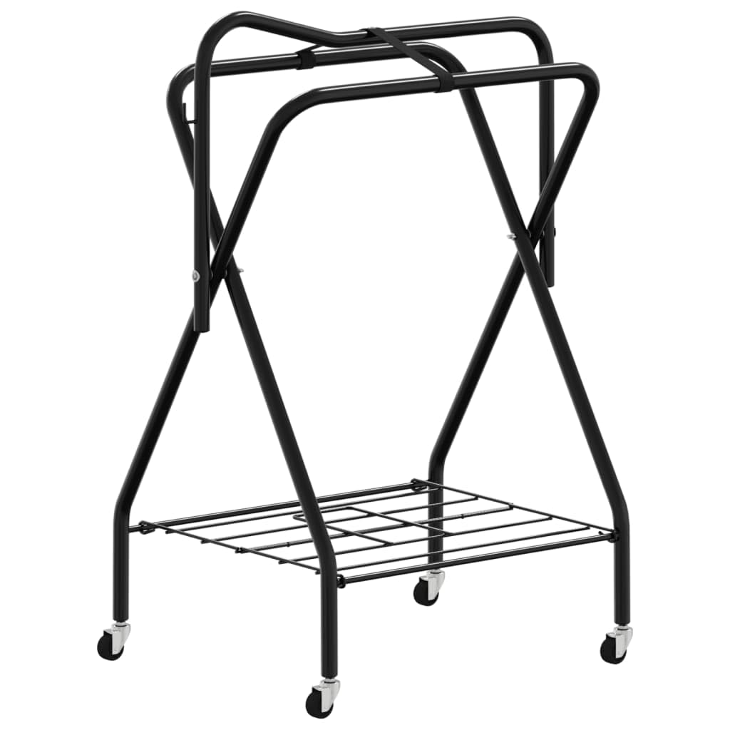Homgoday Soporte Plegable para Silla de Montar - Estructura de Hierro, Espacio Amplio, Negro, 68x52x96 cm