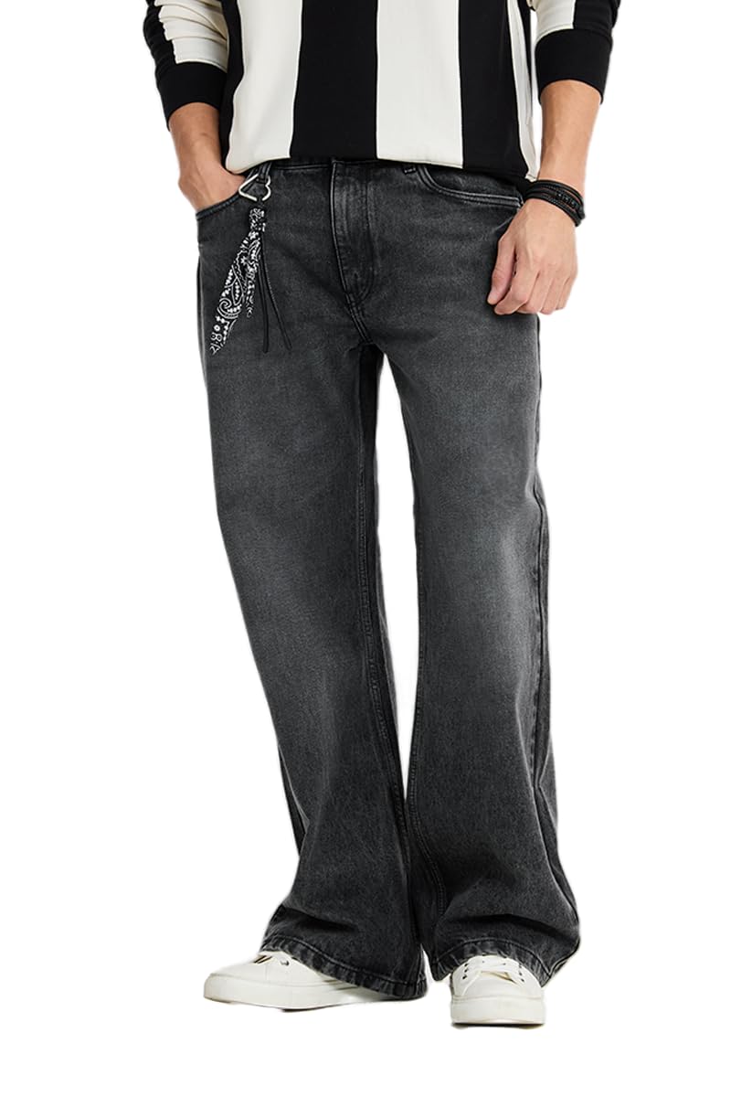 Men Jeans Street Wear | Retro Flared Fit & Unique Acid Wash Design | 100% Cotton Breathable Denim Fabric for Casual Outings & Every Day Urban Style-image-14