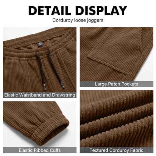 Men's Corduroy Jogger Pants Tapered Ankle Cuffs Casual Textured Joggers - image 6
