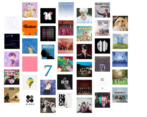 Image of Kpop Album Cover Wall Collage Kit 50 PCS A6 Posters for Wall | BTS Love Yourself Album Prints | Home Decor | Wall Decor Items | Bedroom Decorative Items | Stickers Set