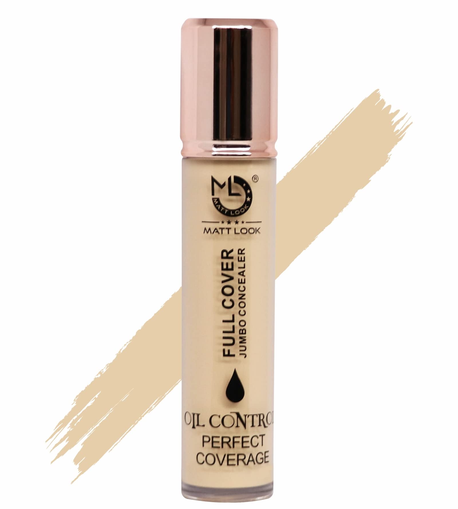 MATT LOOK Full Cover Jumbo Oil Control Perfect Coverage Concealer|Medium to High Coverage|Easy to Apply|Liquidy Soft Texture|Hides All Skin Imperfections|Suitable for All Skin-Classic Ivory (11 g)