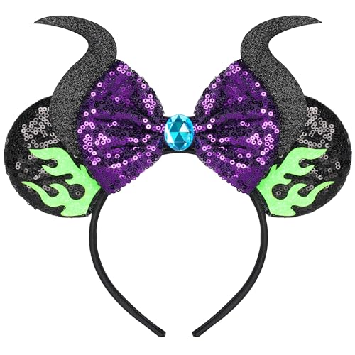 HAMUTH Devil Horns Headband Halloween Headband for Women Girls Adults Villain Costumes Accessories for Party Trip Parks Cosplay
