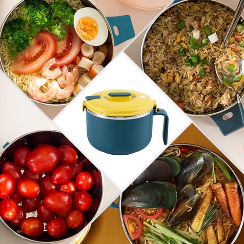 Tazón de ramen de acero inoxidable 304 con tapa 900ml miniatura 7