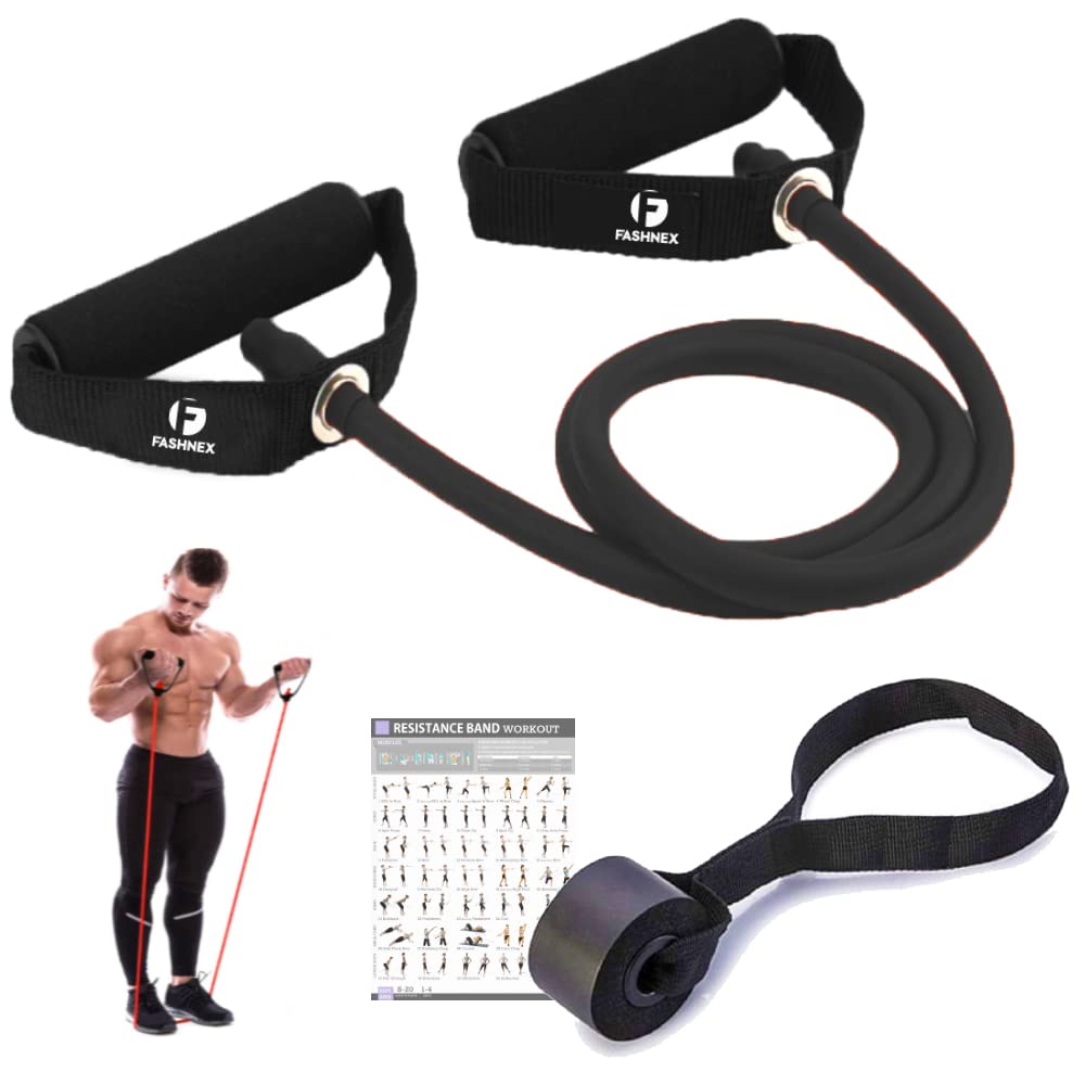 FASHNEXResistance Tube with Foam Handles for stretching, mobility, weight training. The Toning Tube Resistance band is for Home Workout for Men/Women. (As per Image)