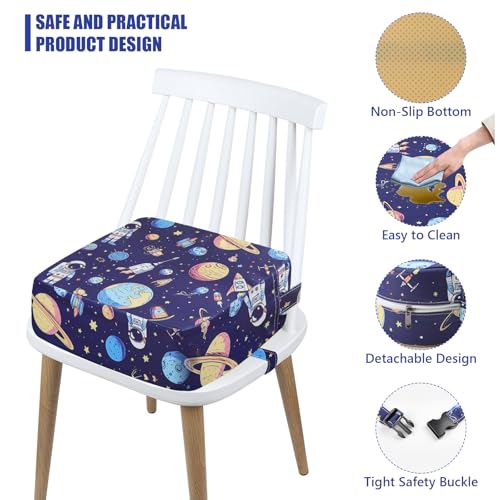 Sitzerhöhung Stuhl Kind, Waschbar Zerlegbar Tragbare Sitzerhöhung Kleinkinder Esszimmerstuhl ErhöHen Pad Esszimmer Boostersitze mit 2 Sicherheitsschnalle Gurte Kindersitzkissen