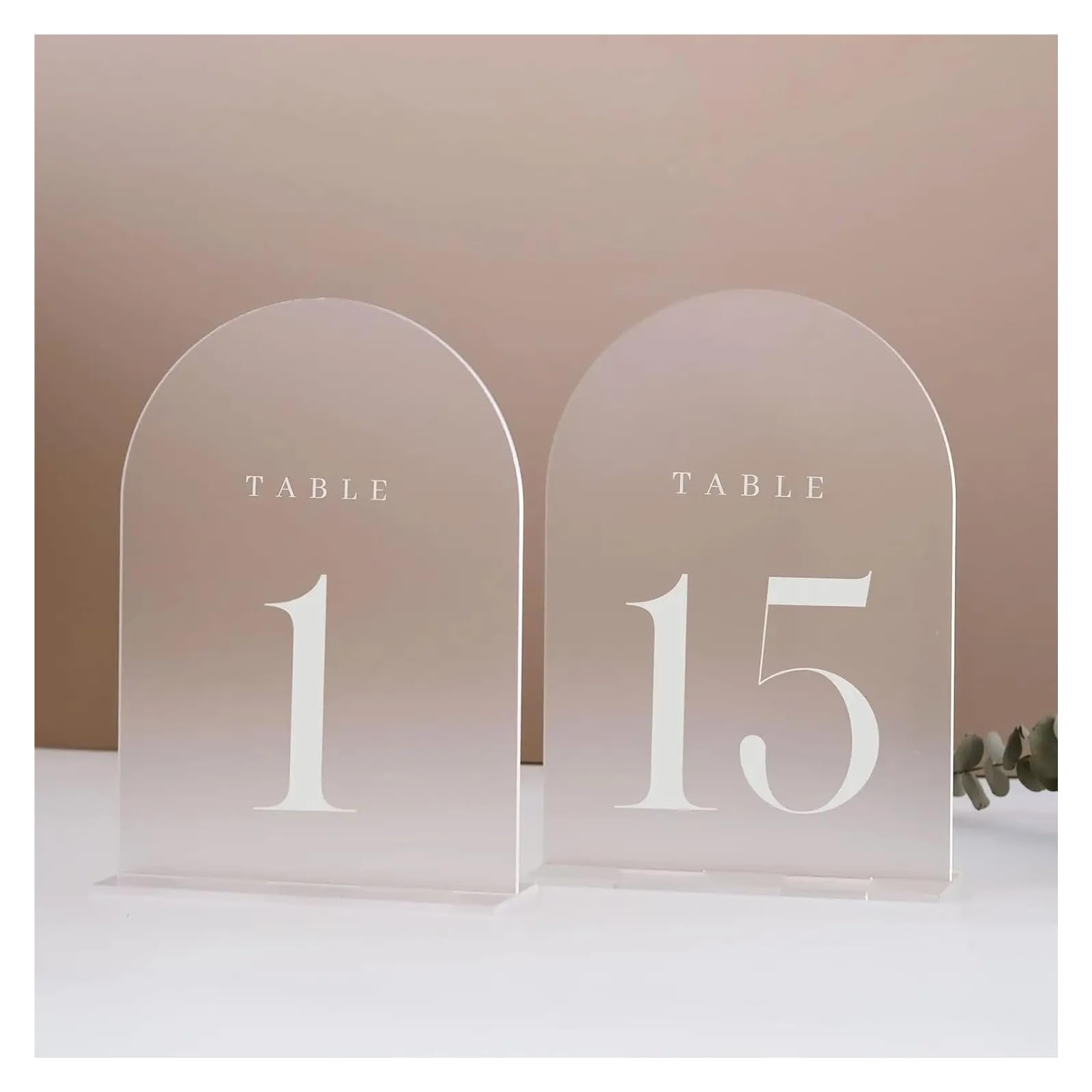 Kartenständer, Tischnummern for Hochzeiten mit mattiertem Bogen und Ständern von 1–20, Schildern Haltern, perfekt als Tafelaufsatz(1 15 numbers)