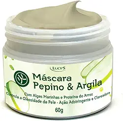 Máscara Facial Pepino & Argila Com Alga Marinha e Proteina de Arroz - Adstringente e Clareadora 60g