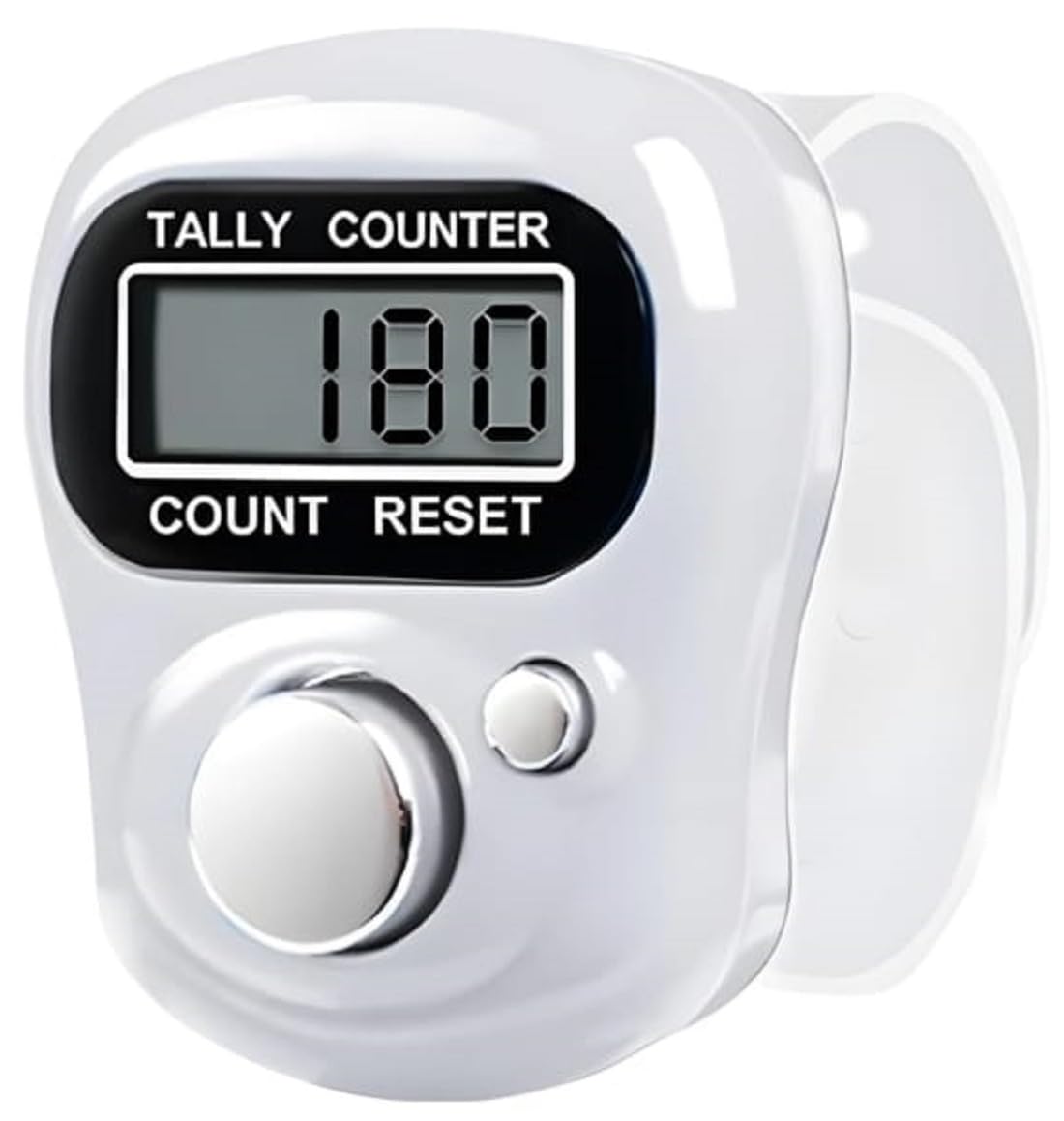 CAPITEUM Digital Finger Tally Counter LCD Display with Adjustable Strap White Manual Click Counter for Prayer Tasbeeh Exercise Counting-image-8