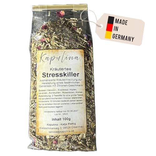 Kapulina Kräutertee Stresskiller - loser Tee – Entspannender Tee mit Melisse, Lavendel, Hopfen & Rosenblüten