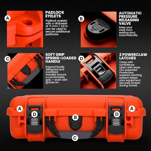 Image of NANUK 910 Empty Waterproof Hard Case - 14.3 inch x 11.1 inch x 4.7 inch, Protective Case for Gear - Impact-Resistant, Dustproof, Airline Carry-On Approved - Made in Canada, Orange
