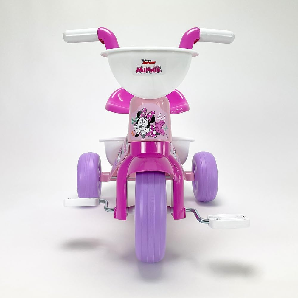 Triciclo primipassi Minnie Disney bici a tre ruote per bambini da 1 a 3 anni triciclo con pedali e cestino portagiochi