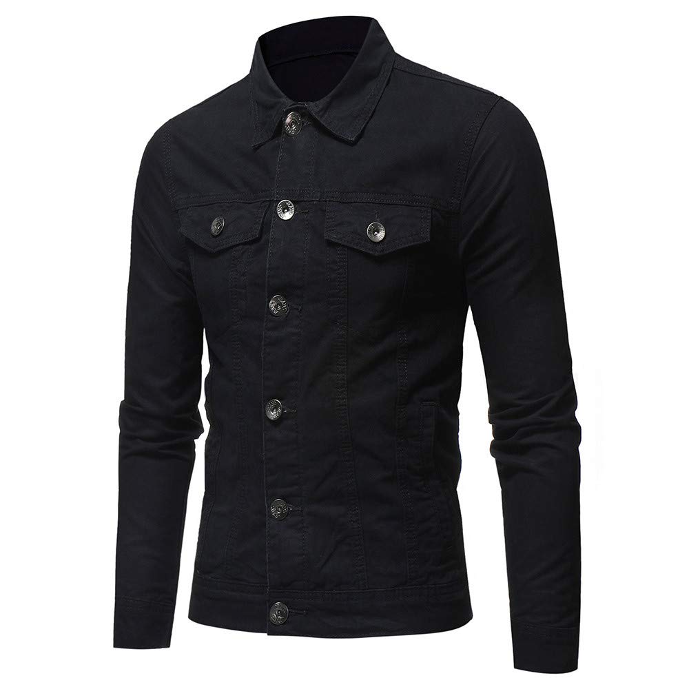 Veste en Jean Homme sans Capuche Longue Blouson Jean Militaire Multi-Poches Col Revers Slim Décontractée Vintage Pas Cher Sweat Moto Printemps Eté