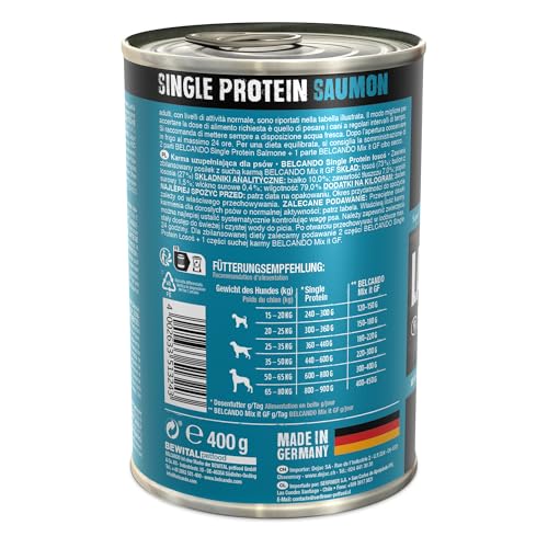 Belcando Single Protein Dose [6x400g Lachs] | Sortenreines Nassfutter für Hunde | Monoprotein Feuchtfutter