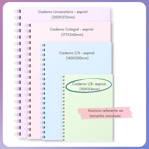 Caderno Espiral Capa Dura 1/8 Uma Stilo 80 Folhas (Rosa)